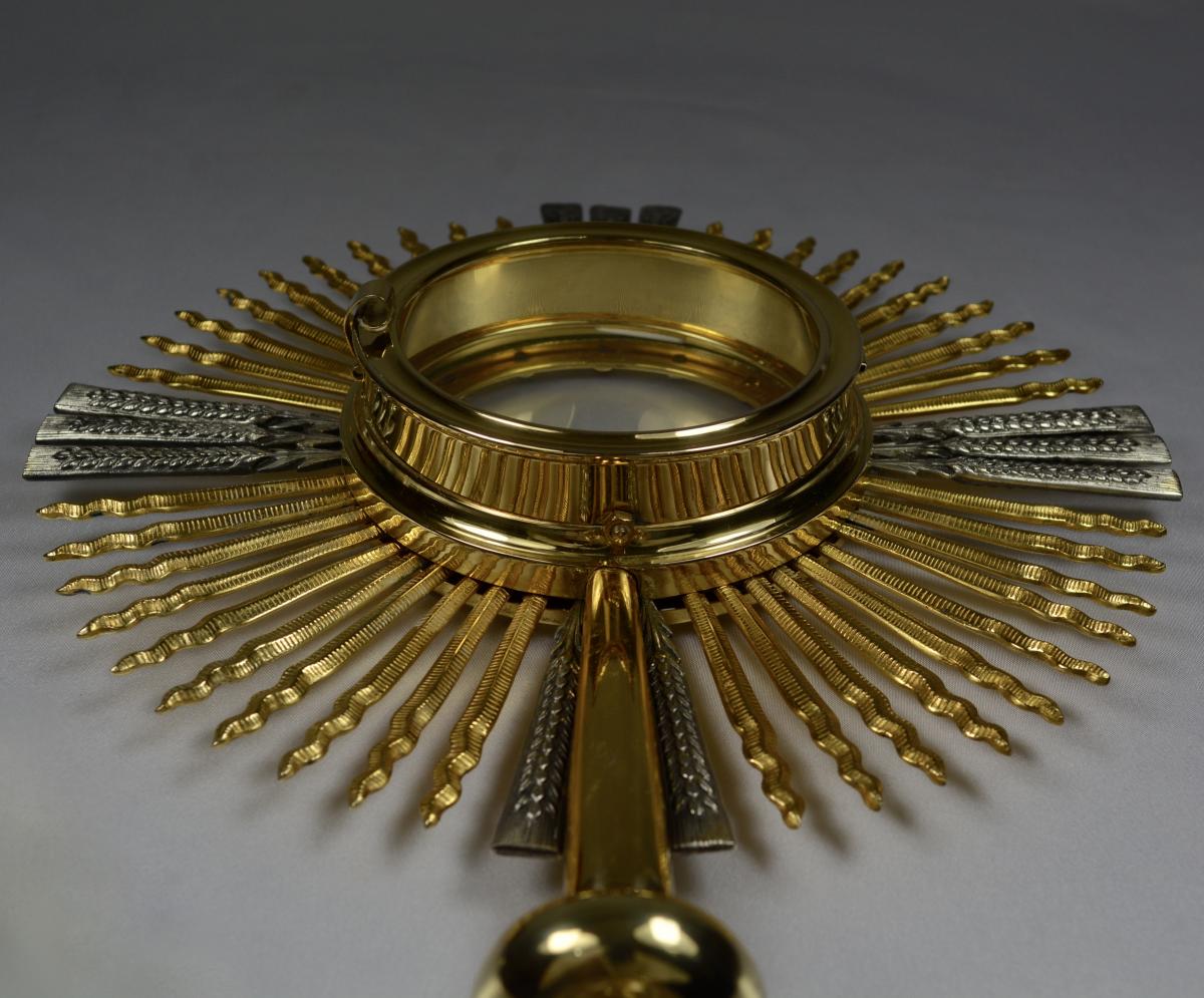 Monstrance-sun In Silver And Vermeil, Italy Circa 1950-photo-6