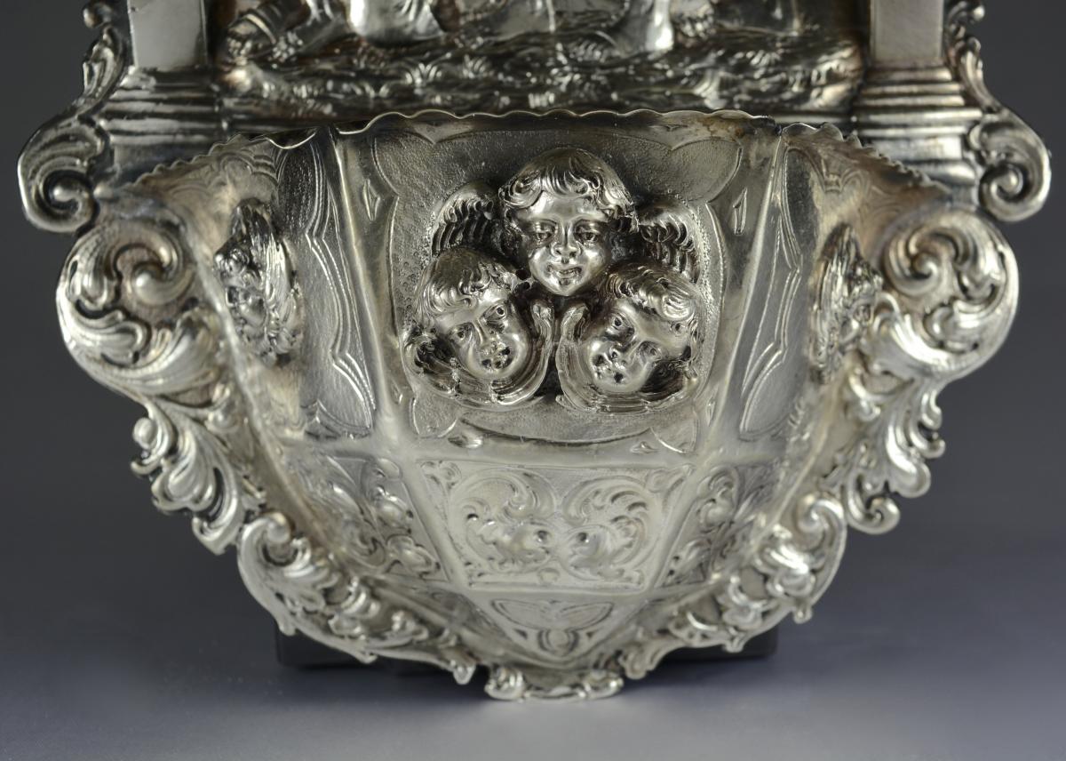 Bénitier d'Applique En Argent, XIXème Siècle Hauteur 54 Cm -photo-3