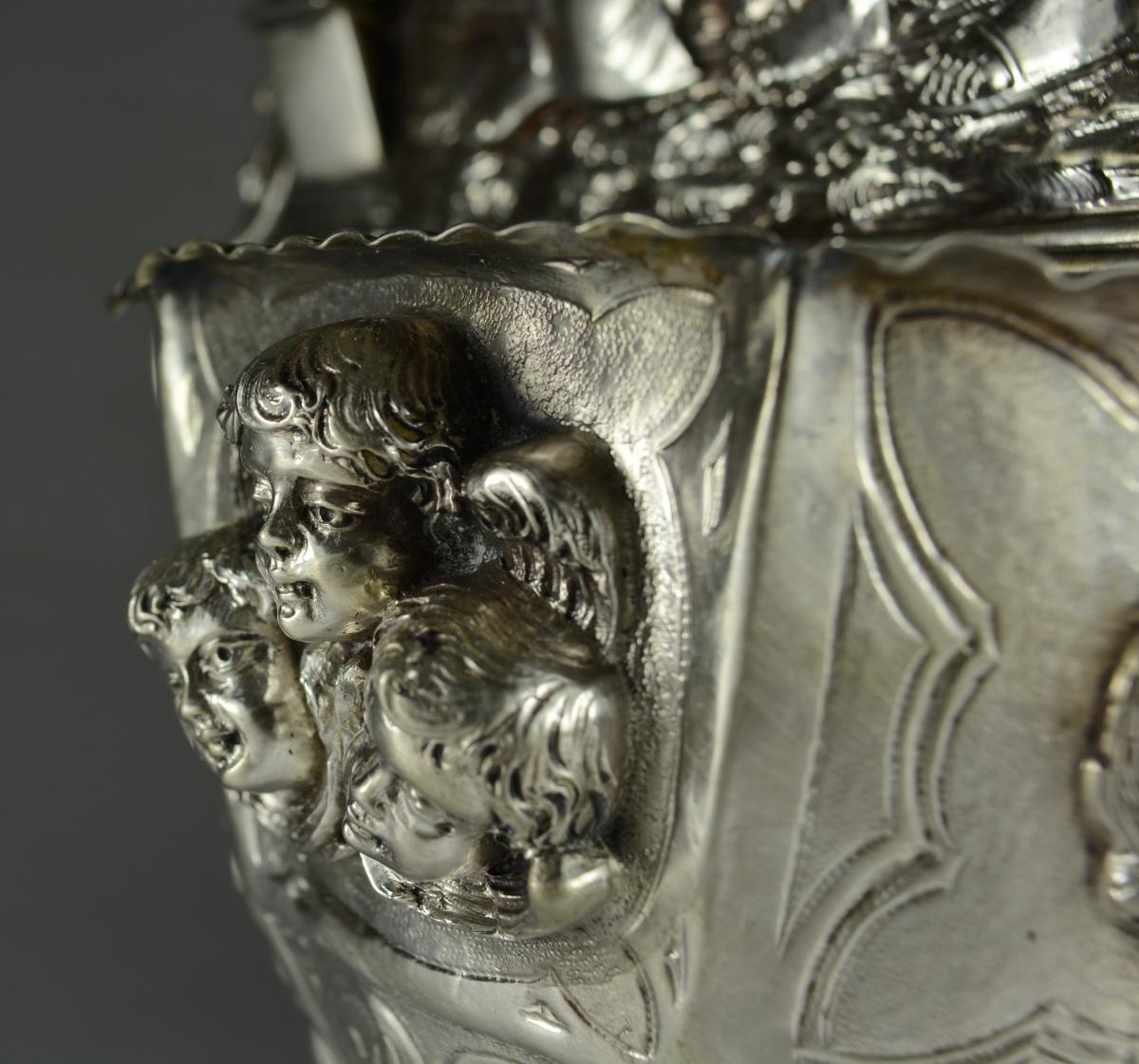 Bénitier d'Applique En Argent, XIXème Siècle Hauteur 54 Cm -photo-4