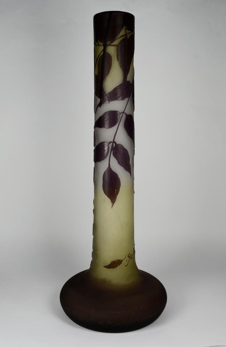 Galle. Tubular Glass Vase Multilayer Cleared With Acid-photo-2