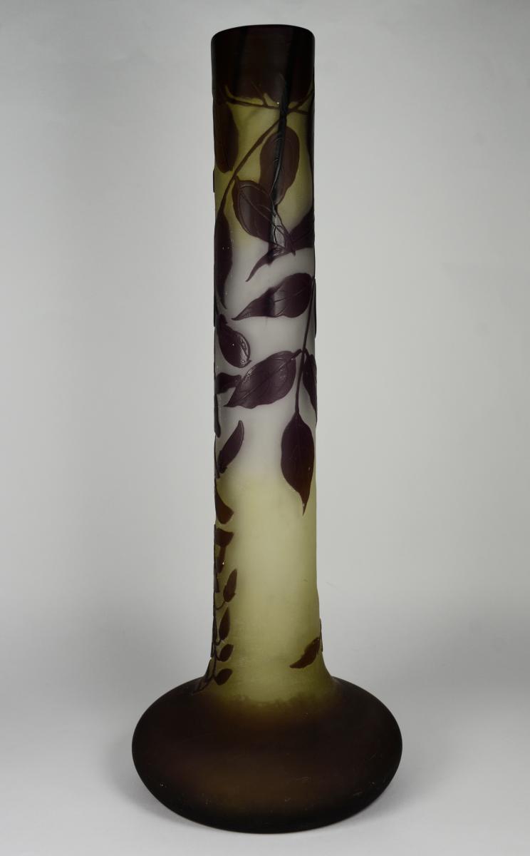 Galle. Tubular Glass Vase Multilayer Cleared With Acid-photo-3