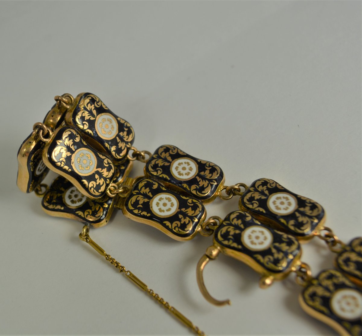 18k Gold Bracelet And Email Start XIX Century-photo-3