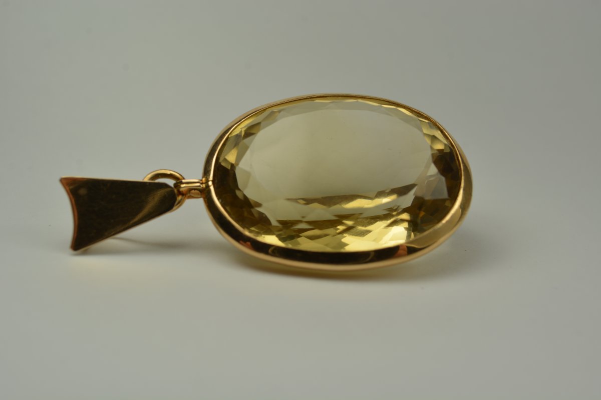 Pendentif En Or Jaune 750 18k, Citrine 23,9 Gr-photo-3