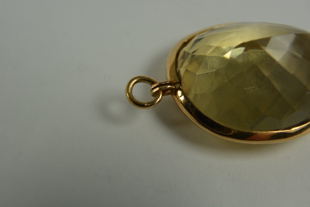 Pendentif En Or Jaune 750 18k, Citrine 23,9 Gr-photo-3