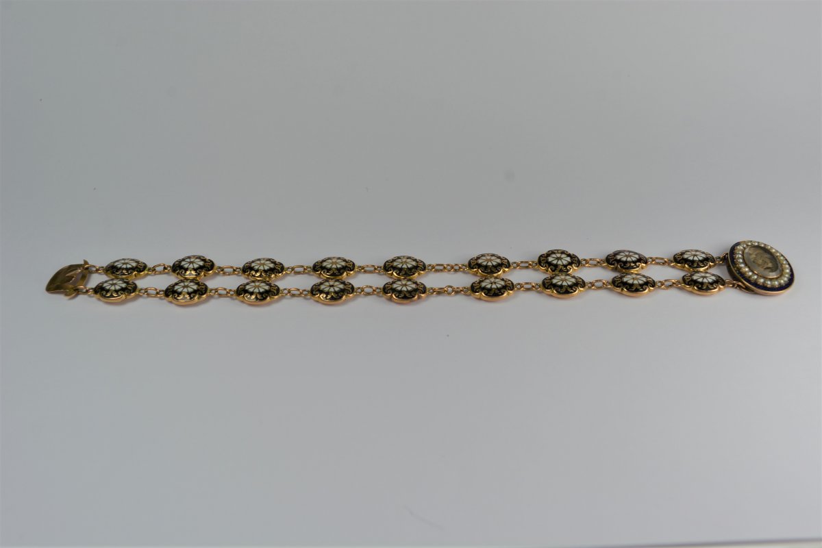 18k Gold Bracelet And Email Start XIX Century-photo-4