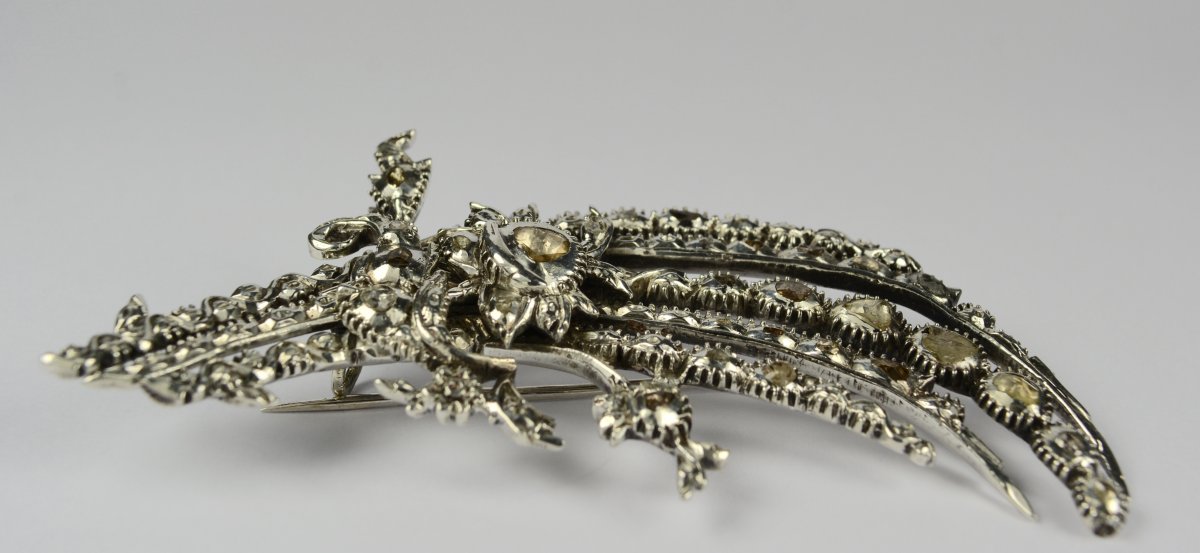 Broche En Argent Et Diamants,  XVIIIe Siècle -photo-2