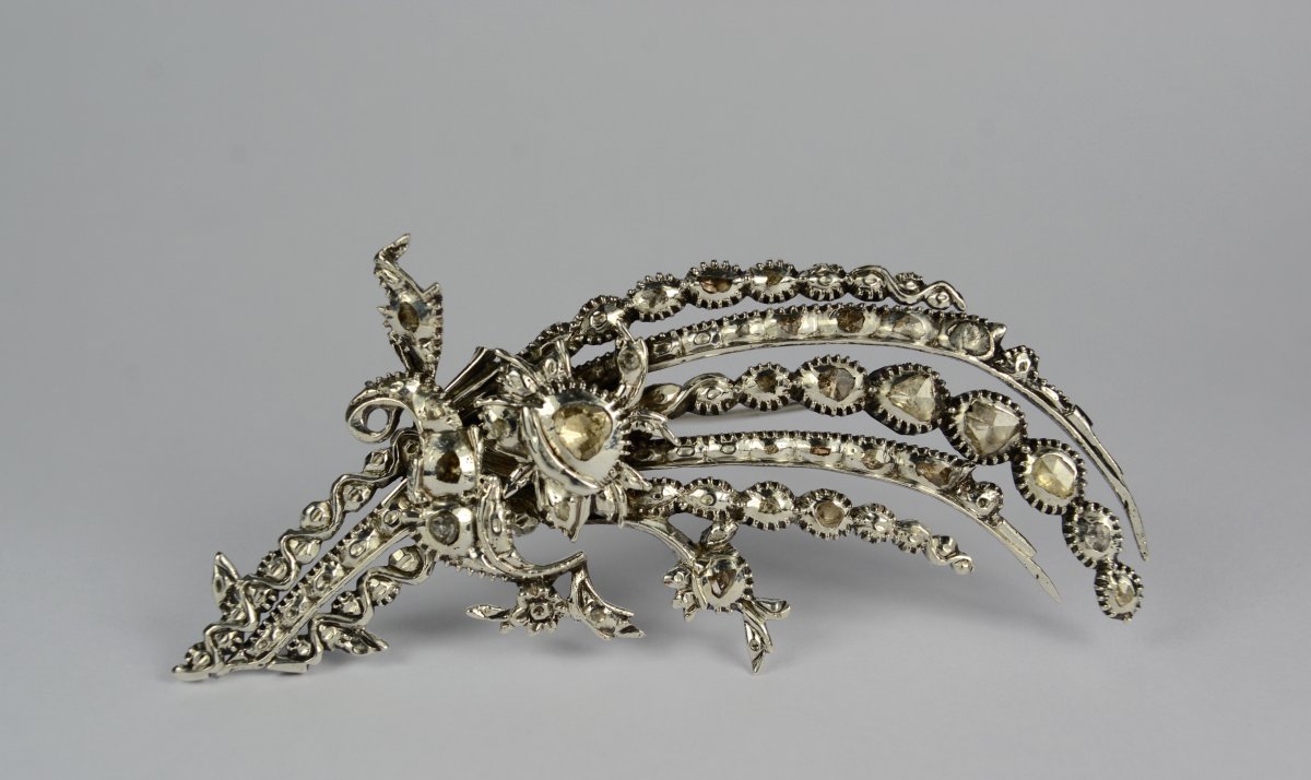 Broche En Argent Et Diamants,  XVIIIe Siècle 