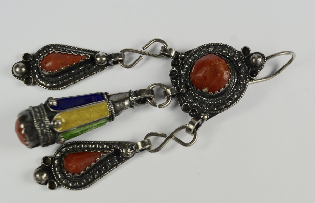 Paire De Boucles d'Oreilles En Argent, Bijoux Ethniques -photo-2