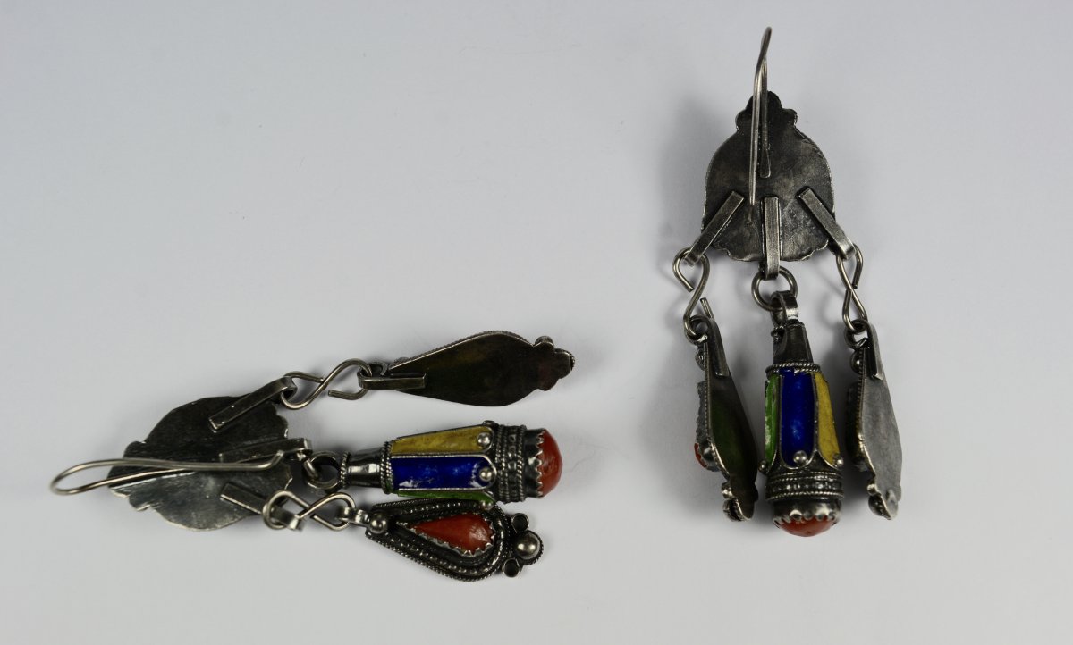Paire De Boucles d'Oreilles En Argent, Bijoux Ethniques -photo-4