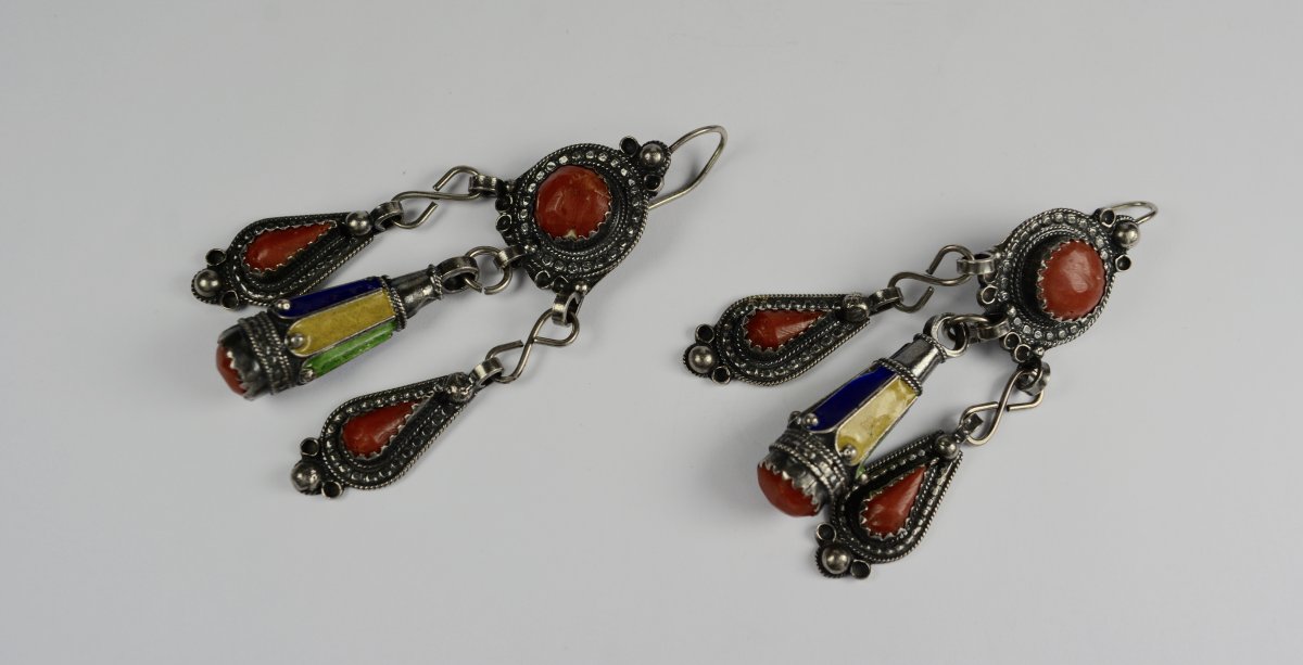 Paire De Boucles d'Oreilles En Argent, Bijoux Ethniques 