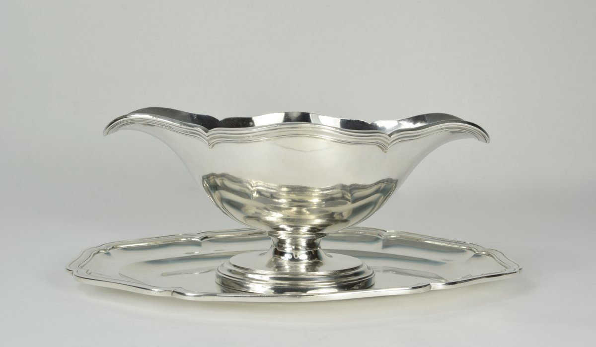 Sauceboat And Its Silver Tray France, 1900