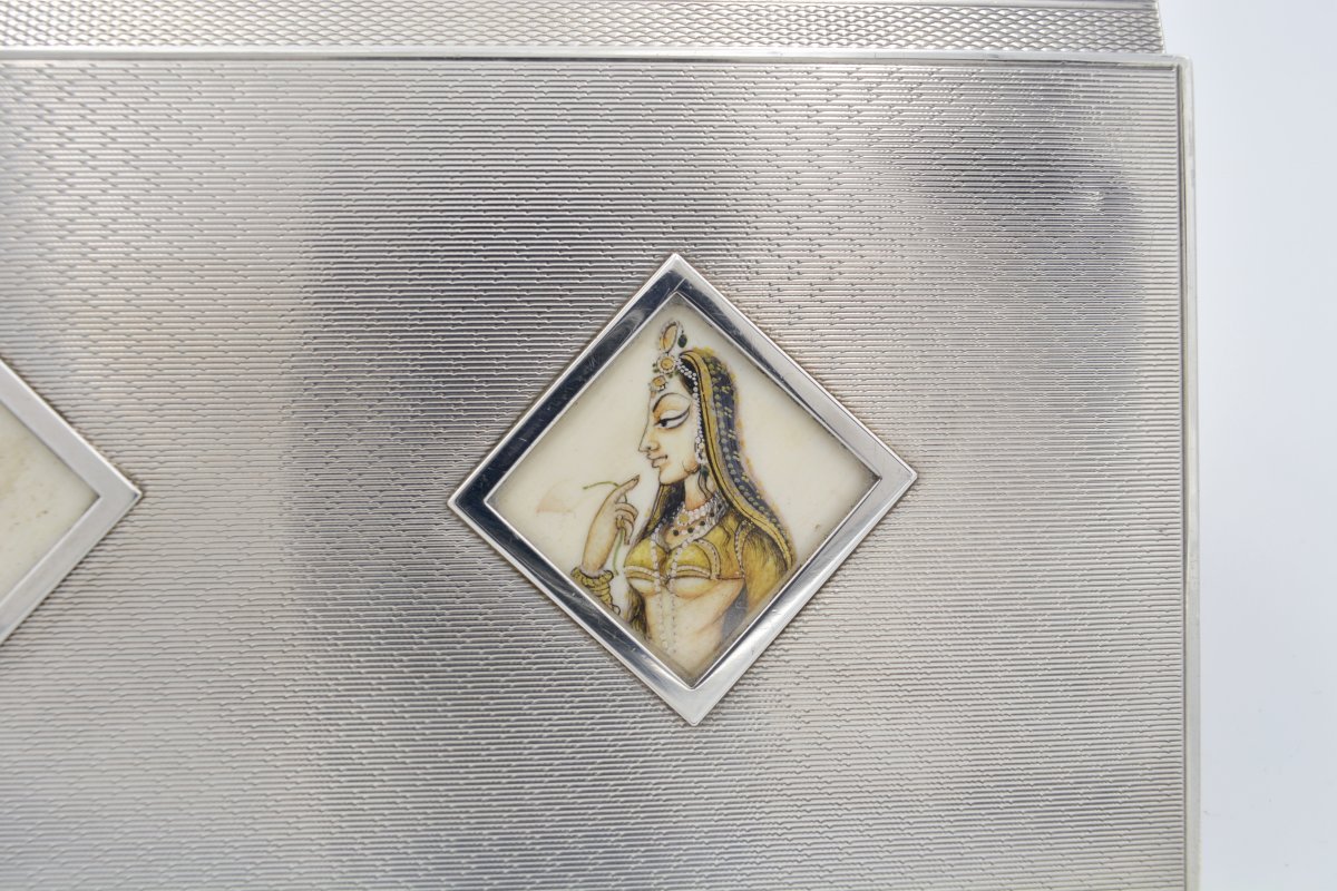 Silver Box And Medallions, India Circa 1900-photo-1