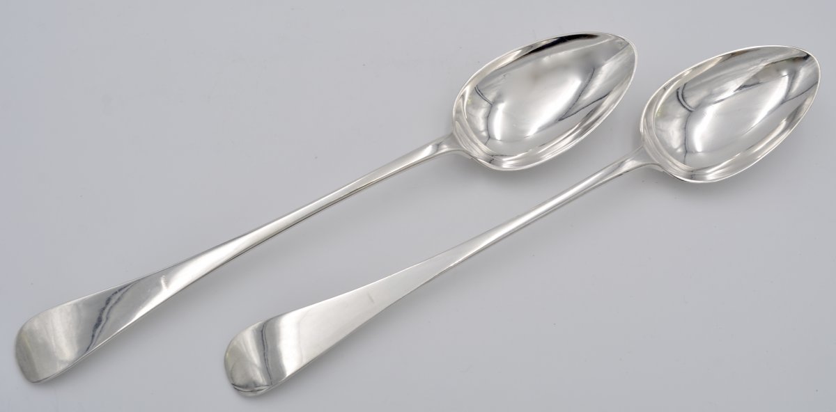 Pair Of Spoons In English Silver Ragout, London 1924-photo-2