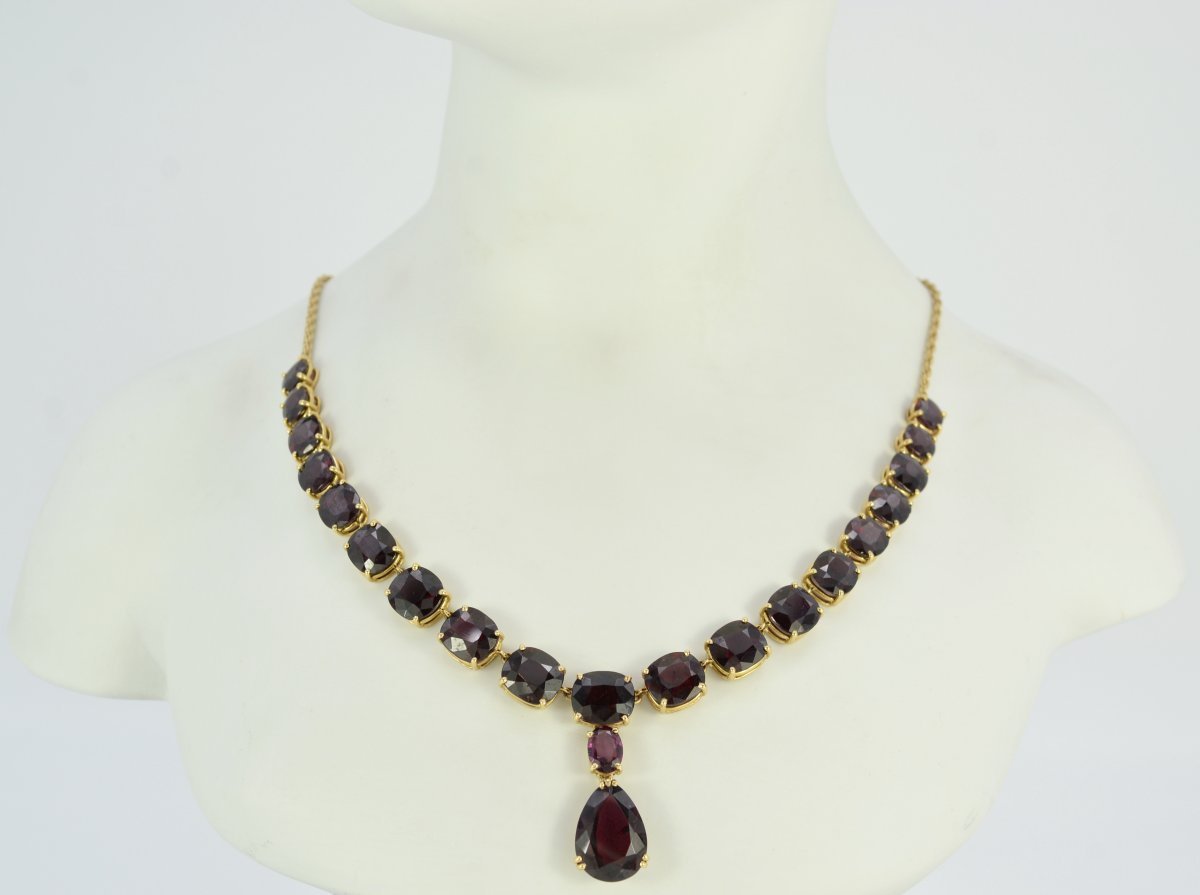 Set In Gold And Garnets, France Early 20th Century-photo-4