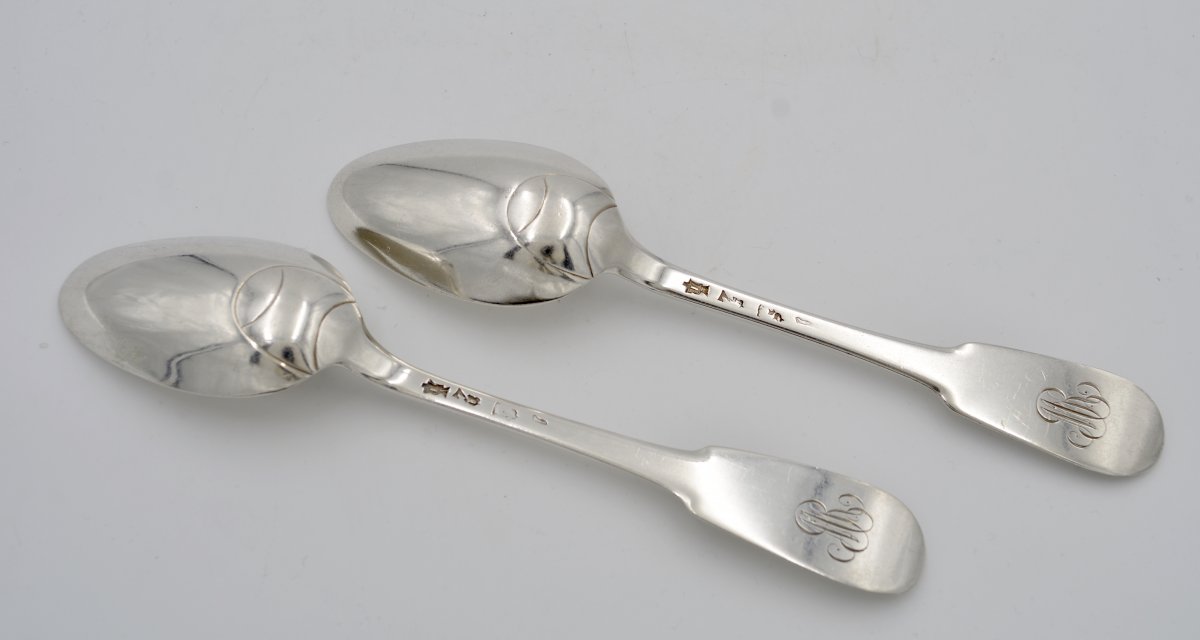 Pair Of Silver Spoons, Grenoble Around 1884-1889-photo-2