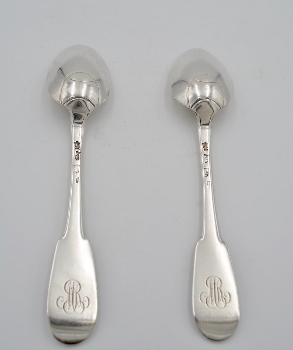 Pair Of Silver Spoons, Grenoble Around 1884-1889-photo-3