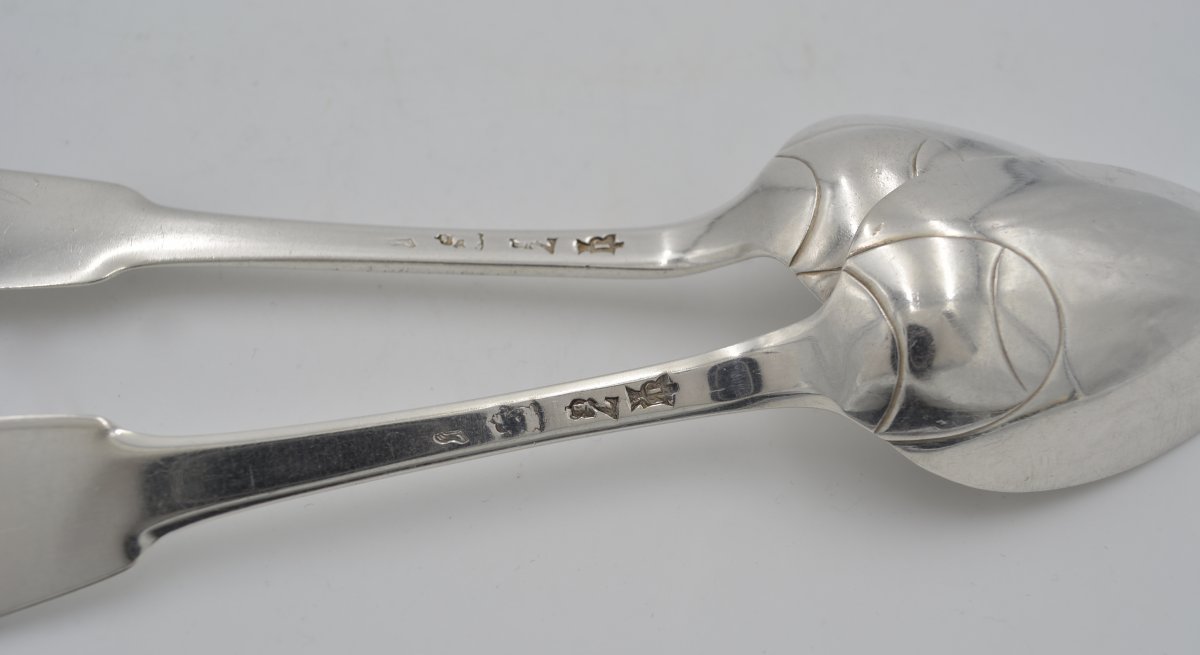 Pair Of Silver Spoons, Grenoble Around 1884-1889-photo-1