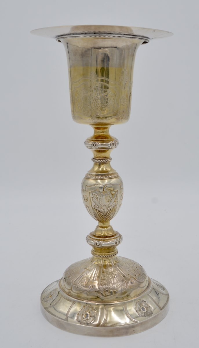 Chalice In Golden Silver And Paten In Silver, France Beginning Of XIXth Century-photo-2