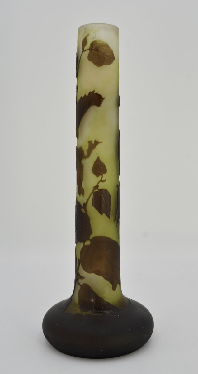 Emile Gallé, Tubular Vase, Acid Etched Multilayer Glass-photo-2