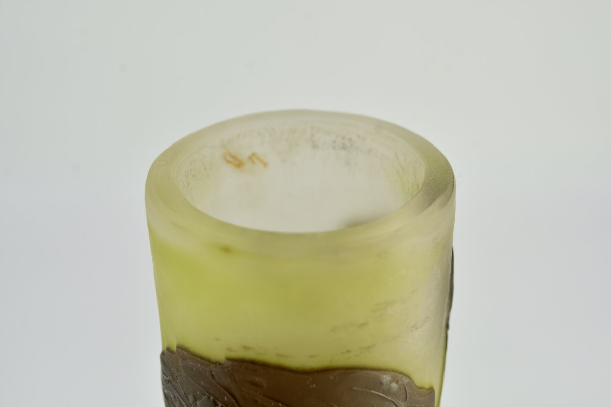 Emile Gallé, Tubular Vase, Acid Etched Multilayer Glass-photo-6