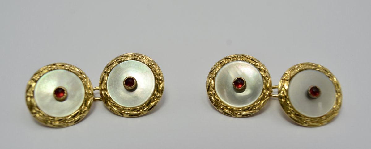 Gold Cufflinks, France XIXth Century-photo-1