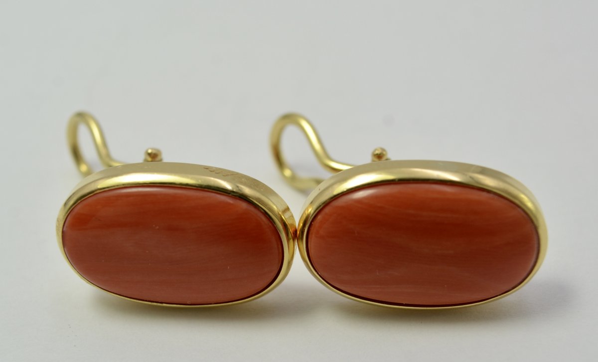 Gold And Coral Earrings