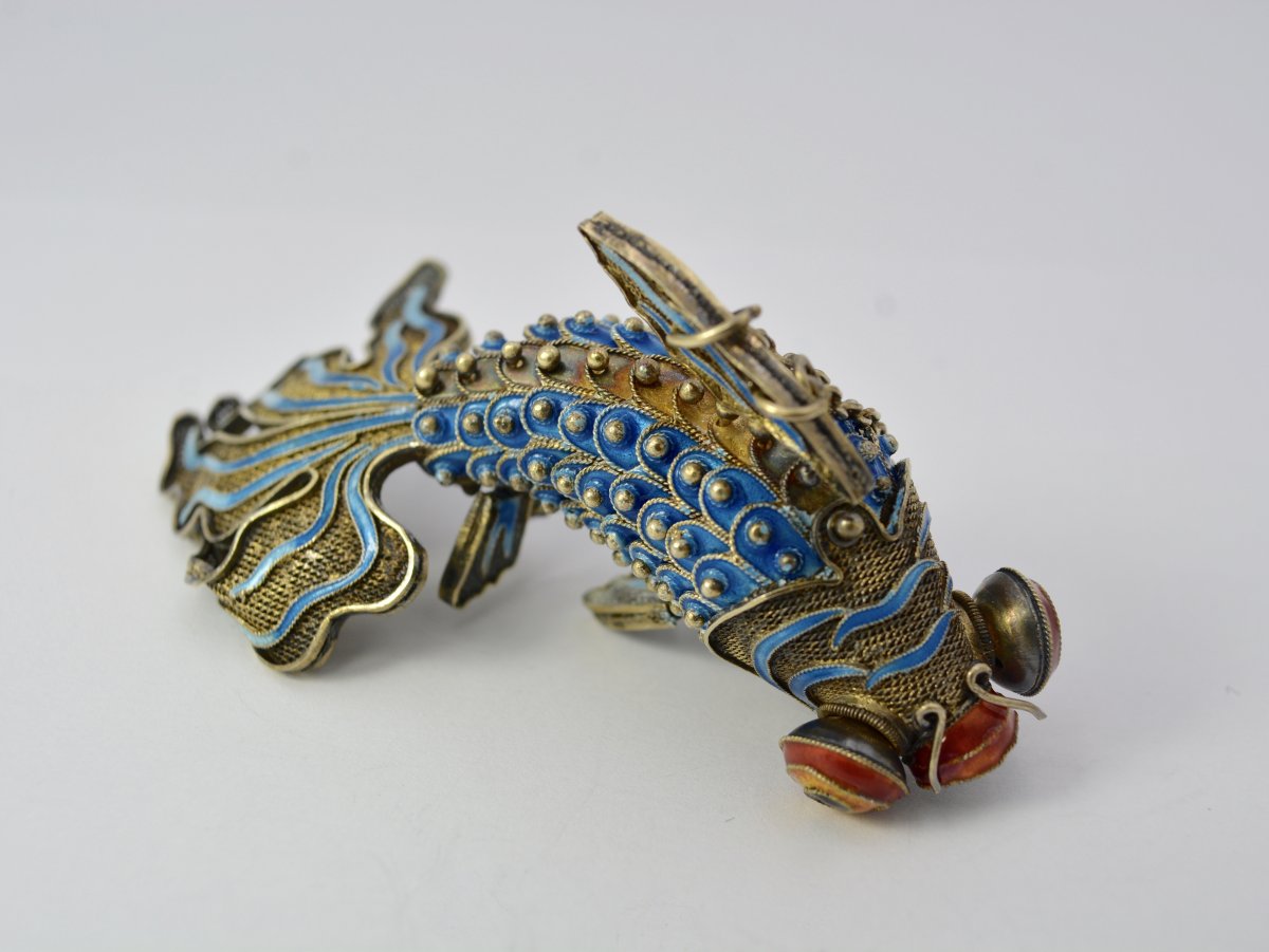 Articulated Fish In Vermeil And Enamel-photo-2