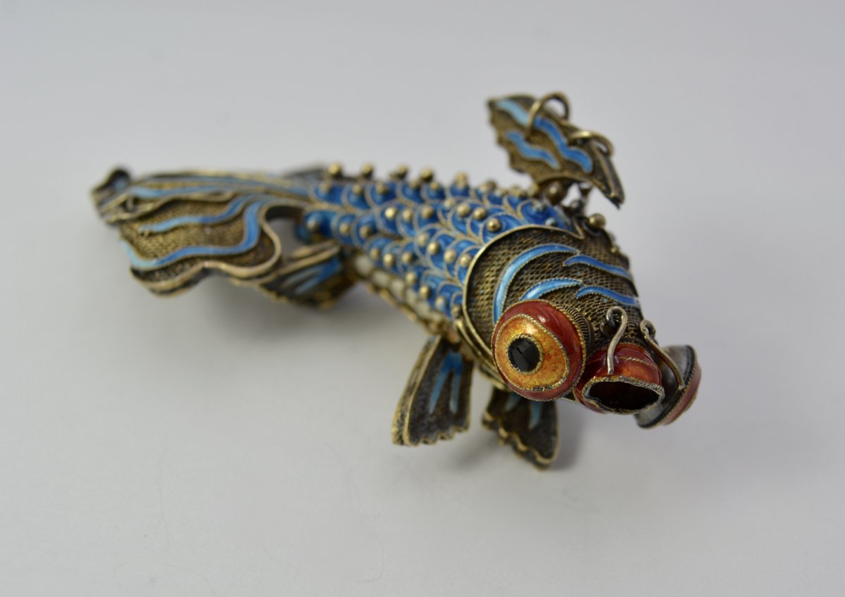 Articulated Fish In Vermeil And Enamel-photo-4