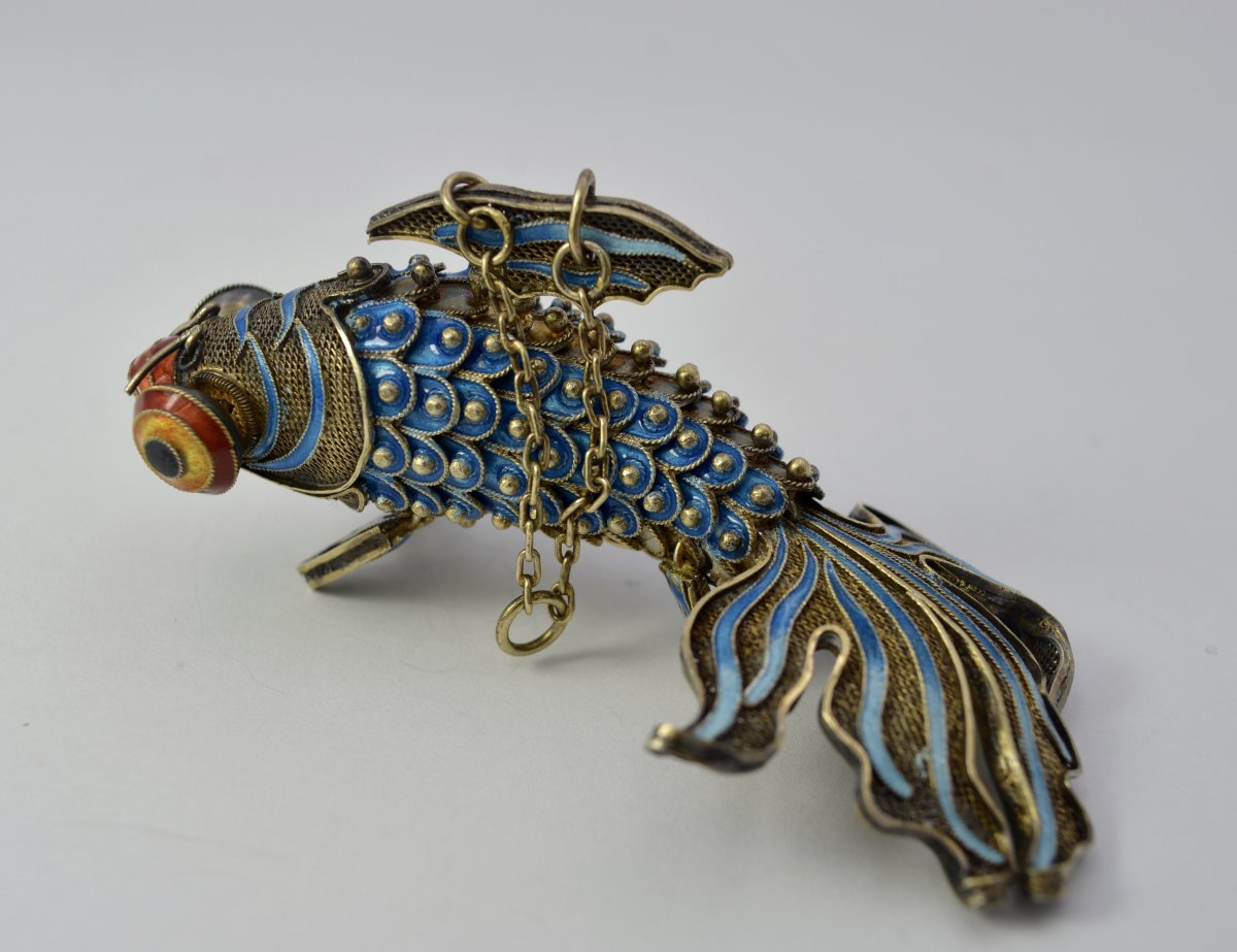 Articulated Fish In Vermeil And Enamel