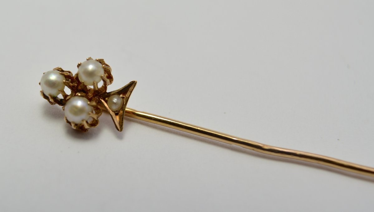 Pin In Solid Gold And Three Pearls France XIXth Century-photo-4
