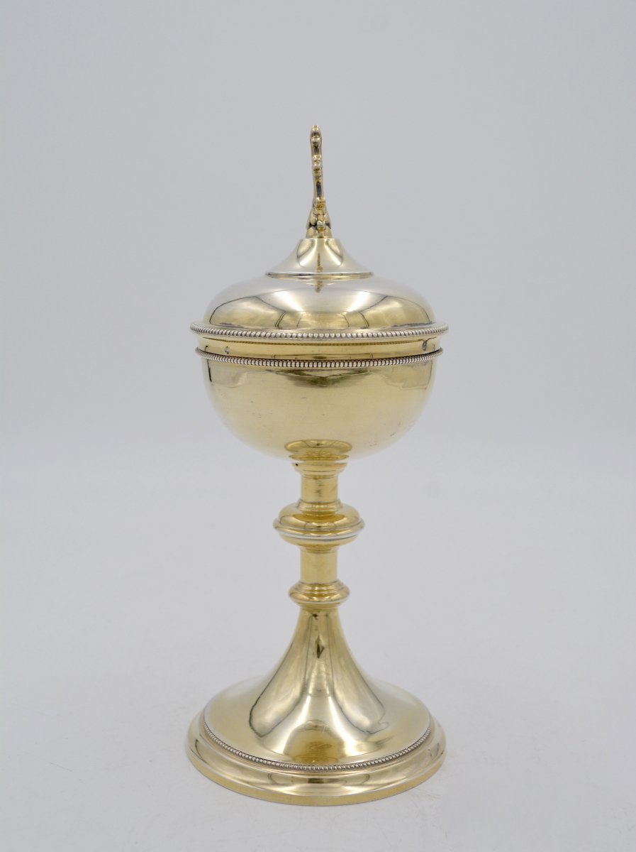Ciboire De Voyage En Argent Doré, France Par Demarquet Frères, Vers 1900-photo-2