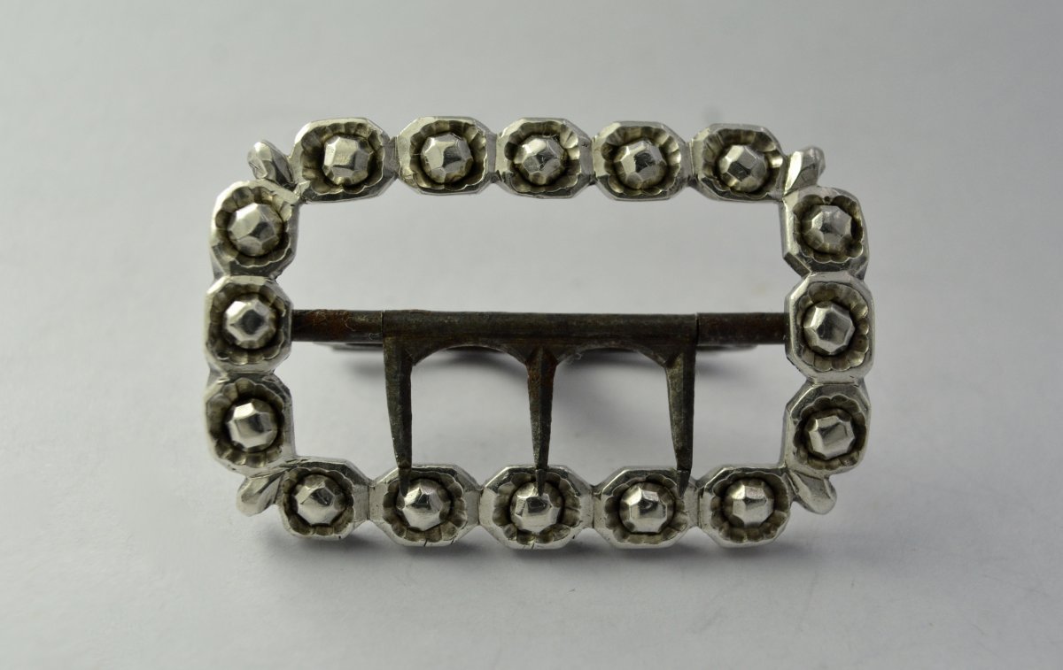 Silver Shoe Buckle, Eighteenth Century Period Circa 1788 Paris-photo-2