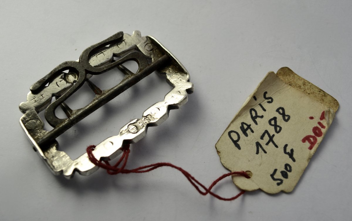 Silver Shoe Buckle, Eighteenth Century Period Circa 1788 Paris-photo-5