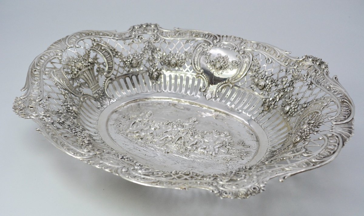 Openwork Silver Basket, Germany Around 1900-photo-8