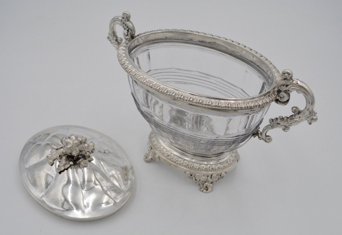 Sugar Bowl Silver Cristal Circa 1840 France   -photo-4