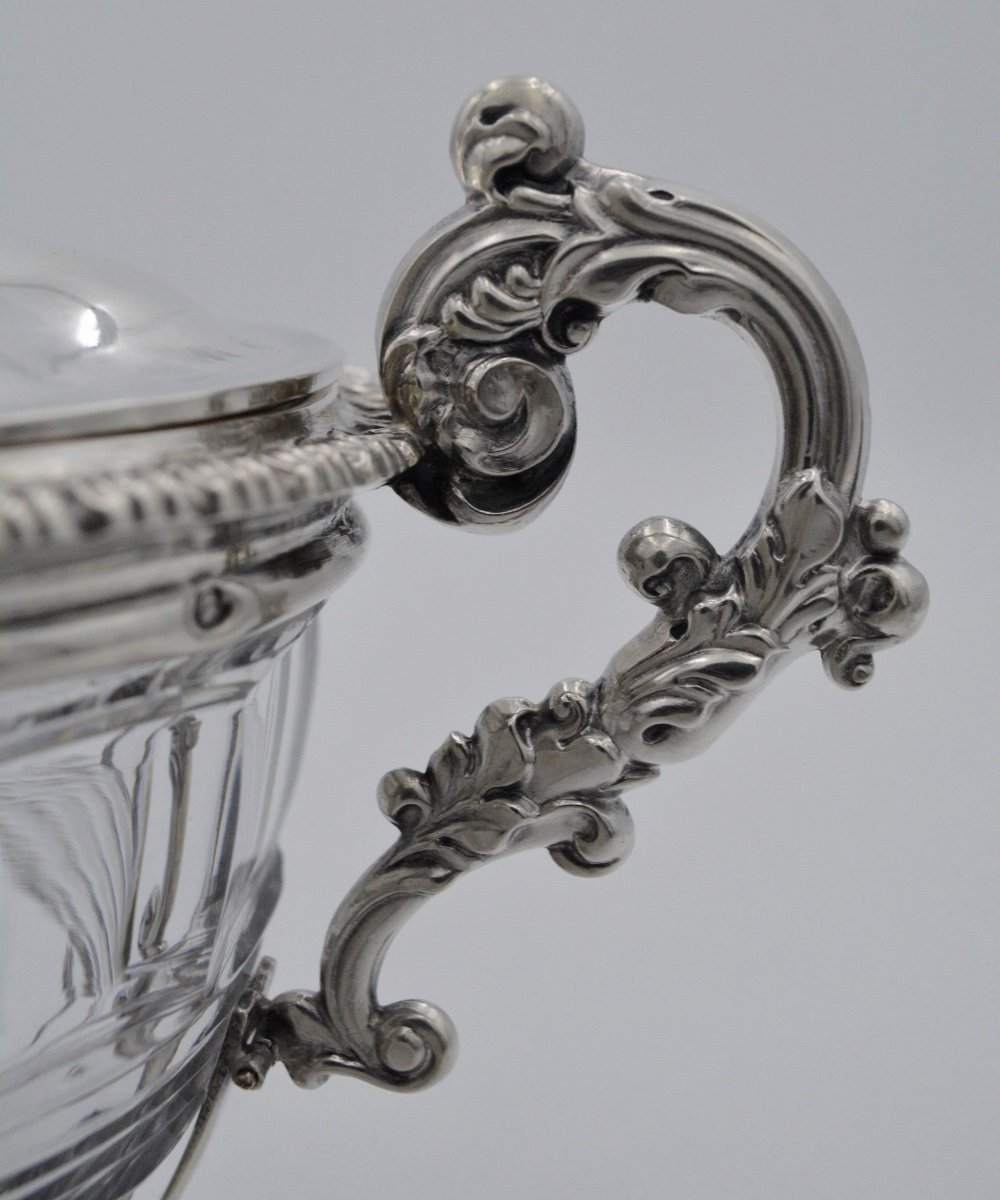 Sugar Bowl Silver Cristal Circa 1840 France   -photo-6