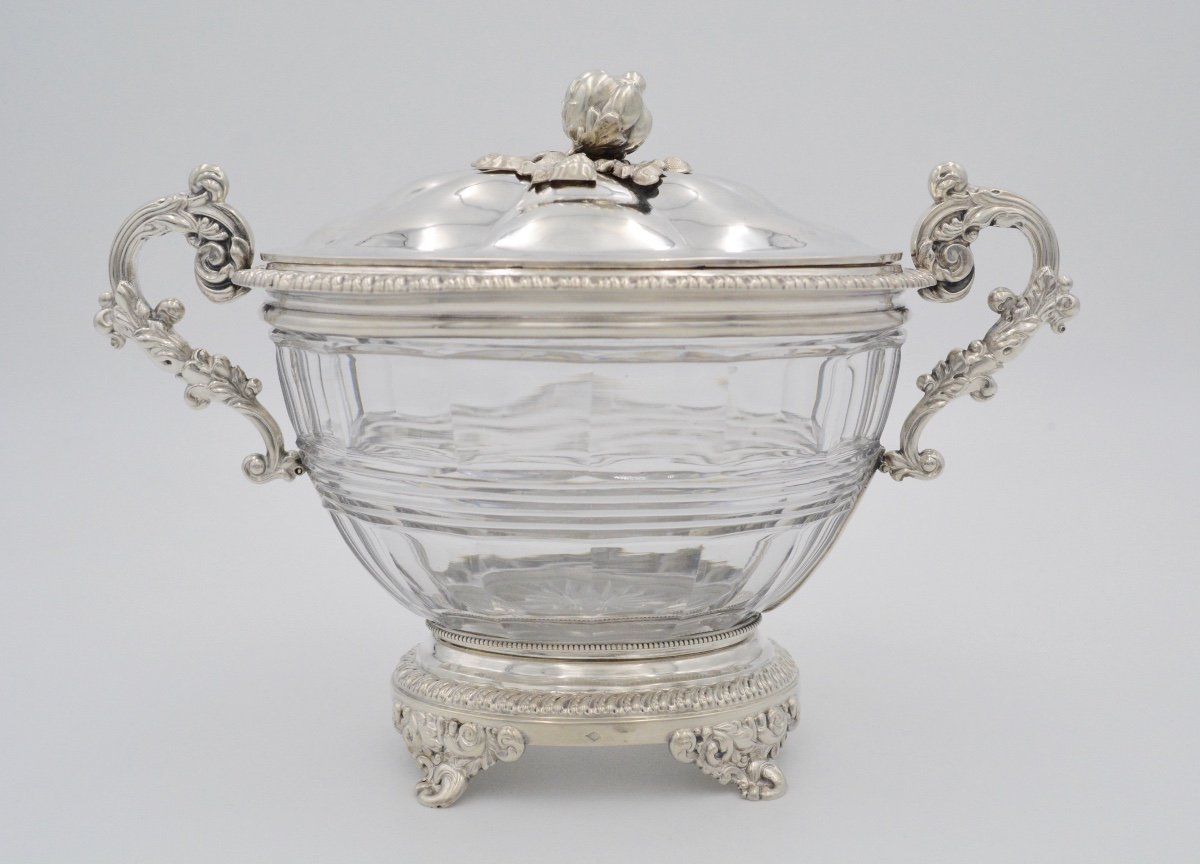 Sugar Bowl Silver Cristal Circa 1840 France   