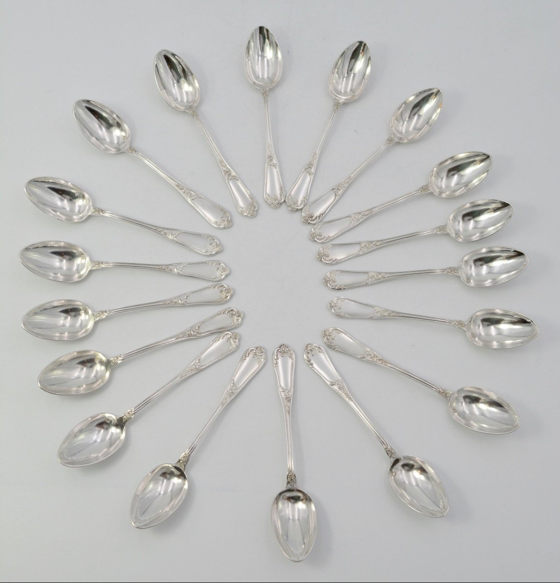 Coffee Spoons Set Of 18 Silver France Circa 1850-photo-4