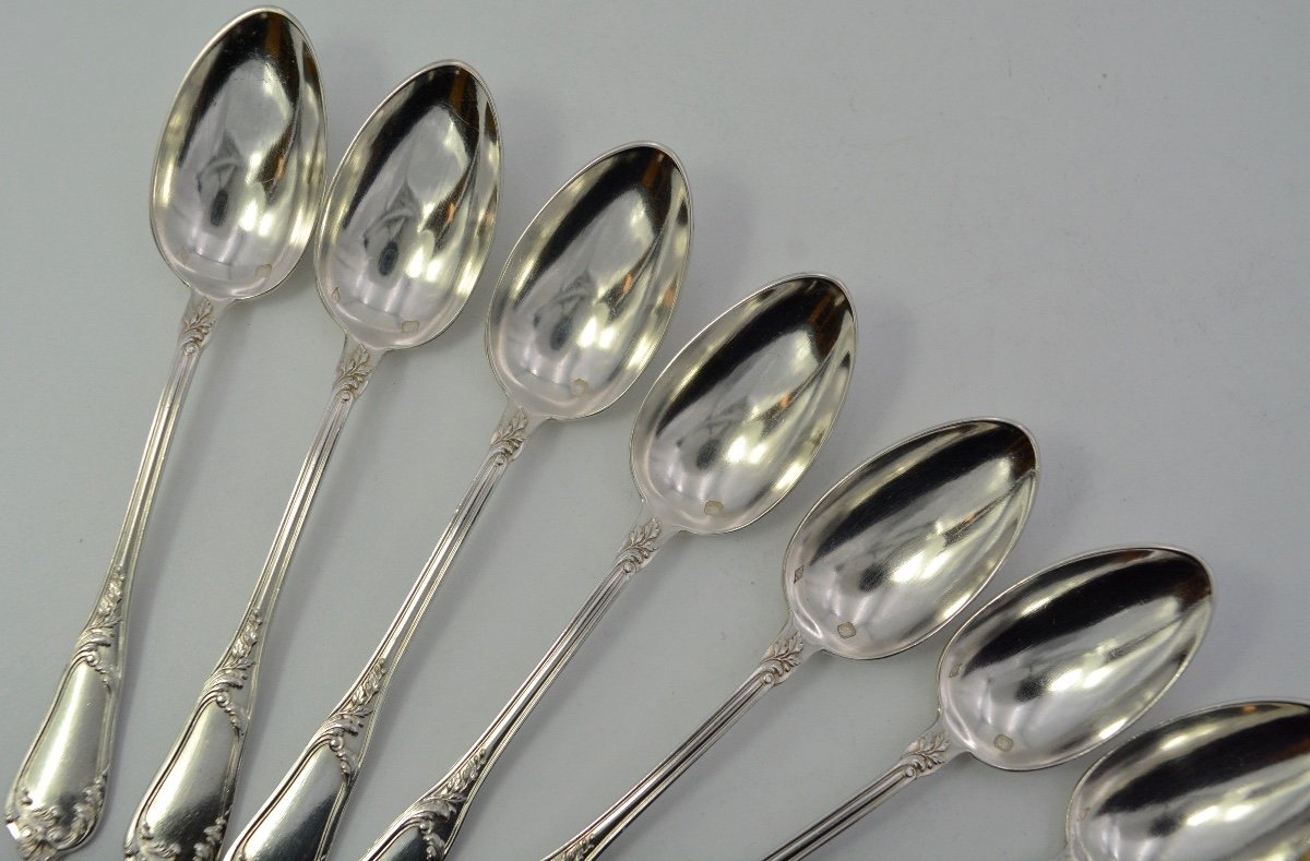 Coffee Spoons Set Of 18 Silver France Circa 1850-photo-5