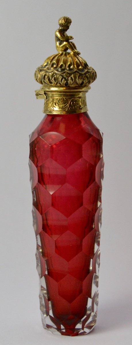 Cut Crystal Salt Flask, Vermeil Stopper