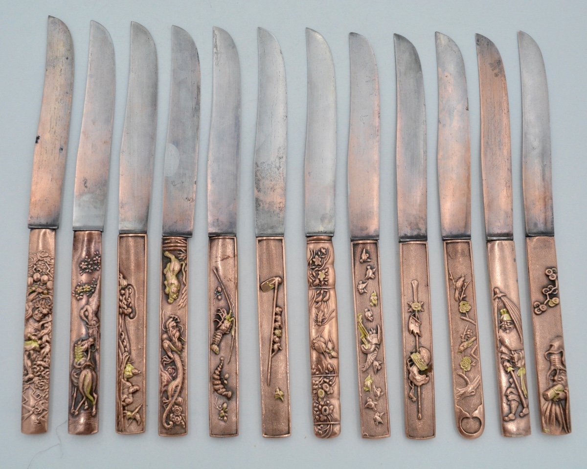 Japan XIXth Century. Kazuka Twelve Copper Knives-photo-2