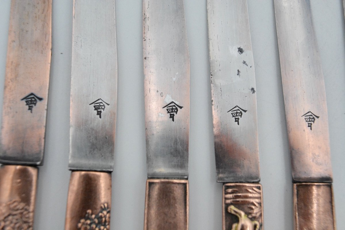 Japan XIXth Century. Kazuka Twelve Copper Knives-photo-3