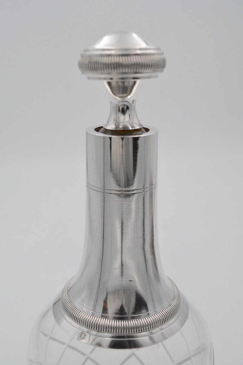 Carafe à Vodka En Argent Et Cristal France Vers 1900-photo-3