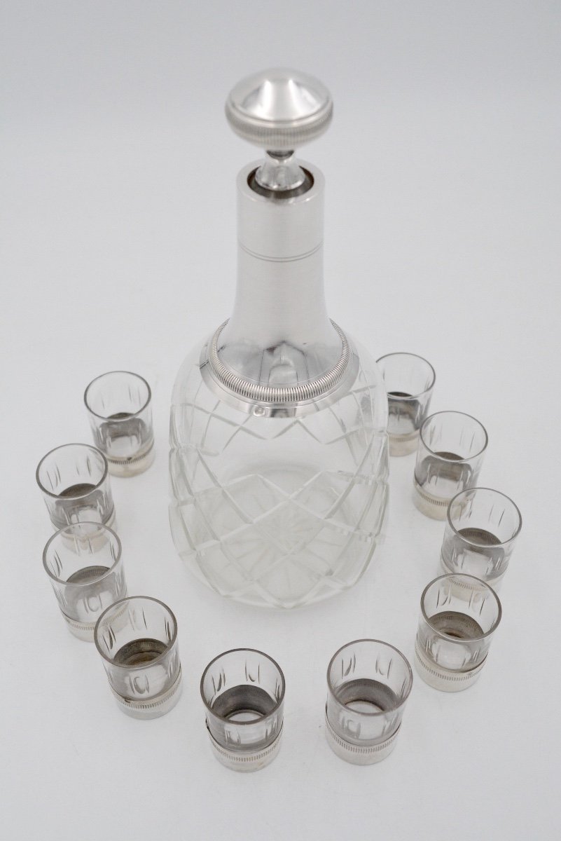 Vodka Decanter In Silver And Crystal France Circa 1900