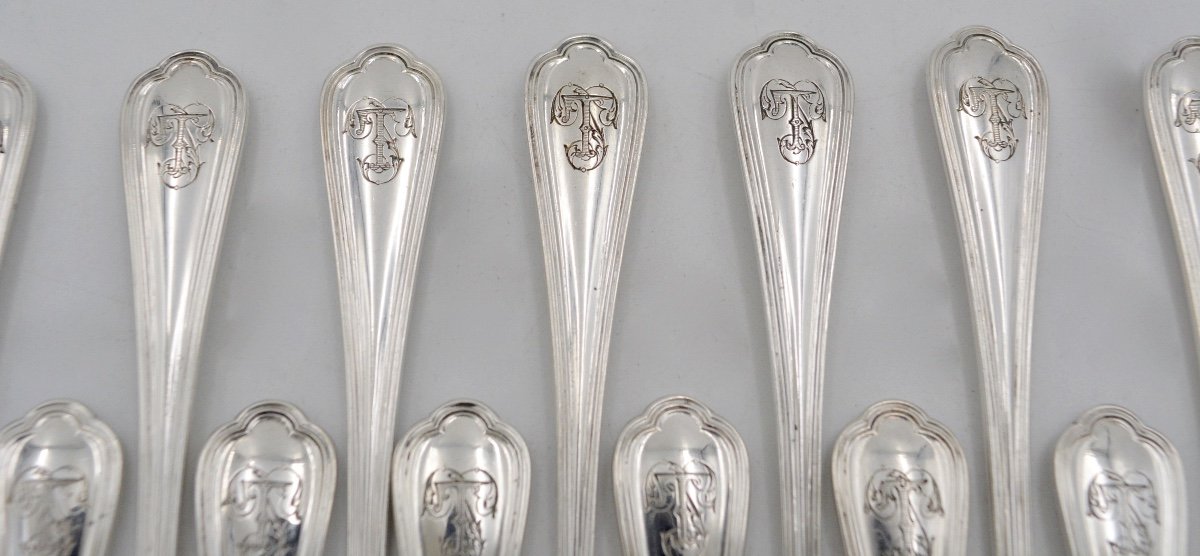 Christofle. 15 Oyster Forks In Silver Metal. XXth Century-photo-4