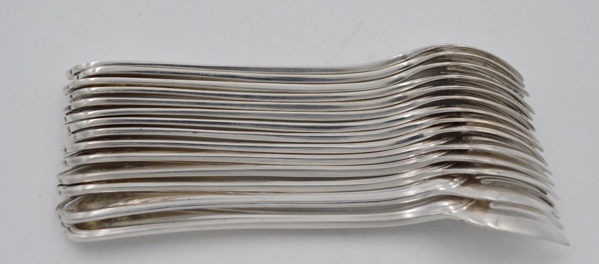 Christofle. 15 Oyster Forks In Silver Metal. XXth Century-photo-5