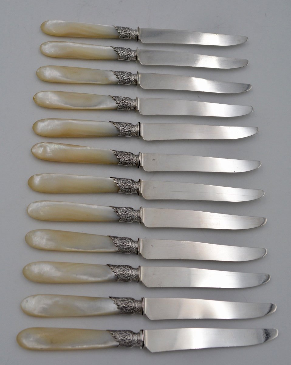 Fruit Knives In Silver And Mother Of Pearl Circa 1863-photo-3