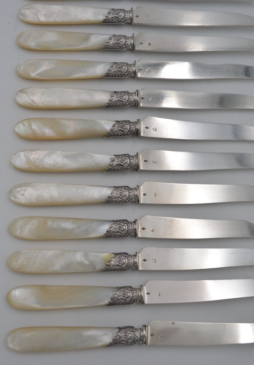 Fruit Knives In Silver And Mother Of Pearl Circa 1863-photo-3