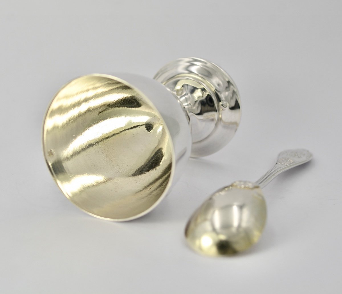 Egg Cup In Silver France Around 1880-photo-2