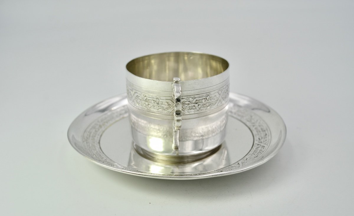 Tasse Et Sa Sous-tasse En Argent France Vers 1905 -photo-3